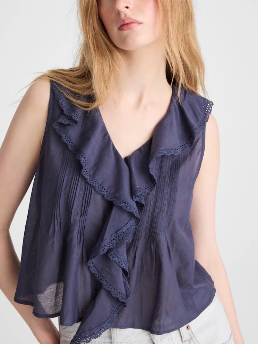 Madewell Blaire Sleeveless Top In Petrol Navy S